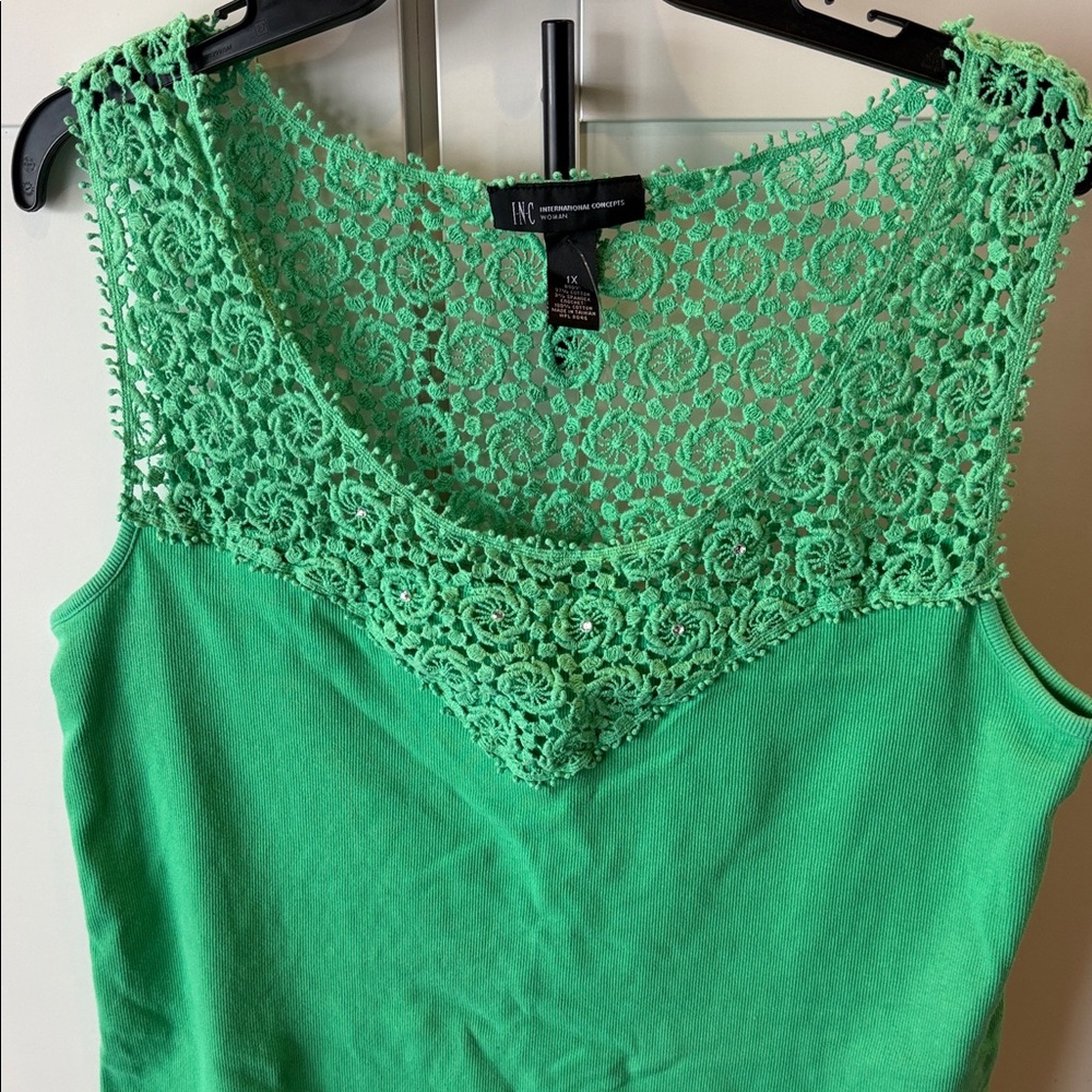 INC International Concepts Mint Lace Tank Top